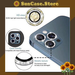 Mắt kính cường lực bảo vệ camera iPhone đính đá nhũ kim tuyến sang trọng cho iP 17/16/15/14/13/12/11/promax/plus