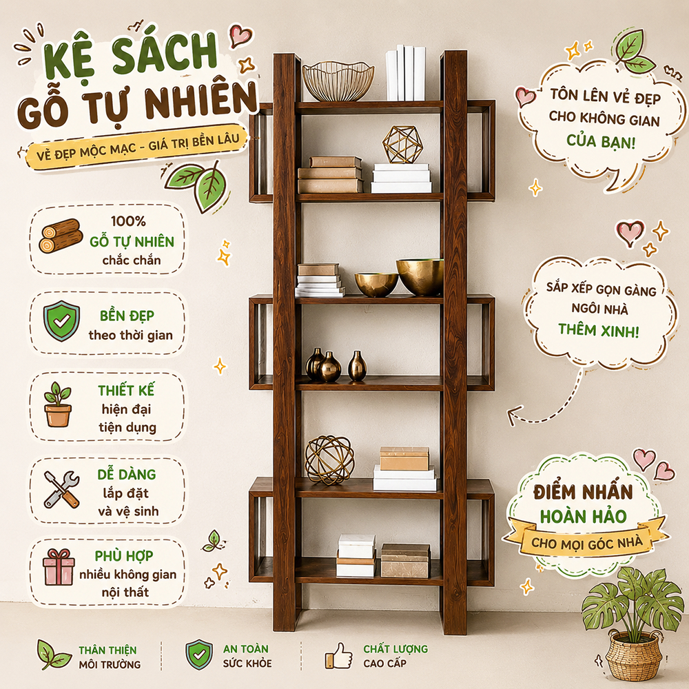 Kệ sách, kệ để đồ đa năng, kệ gỗ nhiều tầng