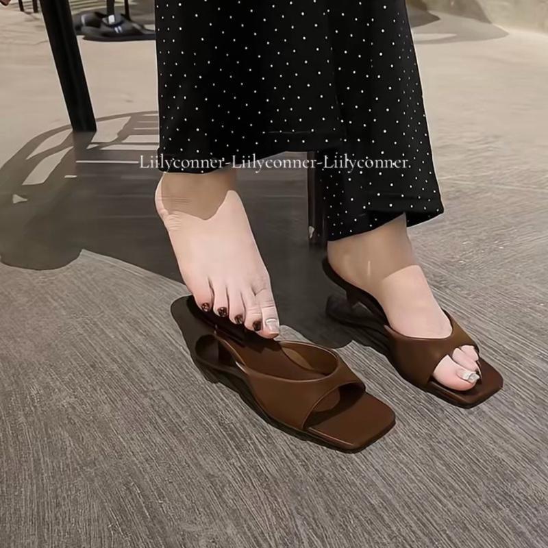 (Xuồng 7cm Mới)- Dép Cao Gót 7cm Form Mũi Vuông Sang Chảnh Thiết Kế Kiểu Quai Bản Cong May Chắc Chắn Ôm Chân DH-00075
