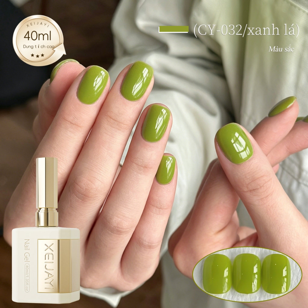 XEIJAYI 40ml - Sơn móng tay dạng gel màu xanh lá cây cổ điển, thời trang và bền màu, hoàn hảo cho mùa xuân.