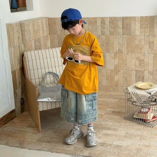 Áo Thun T-Shirt Bé Trai Vàng Cam In Họa Tiết Mí Mắt Phong Cách Mellow Duck (4-13 Tuổi) B2605004