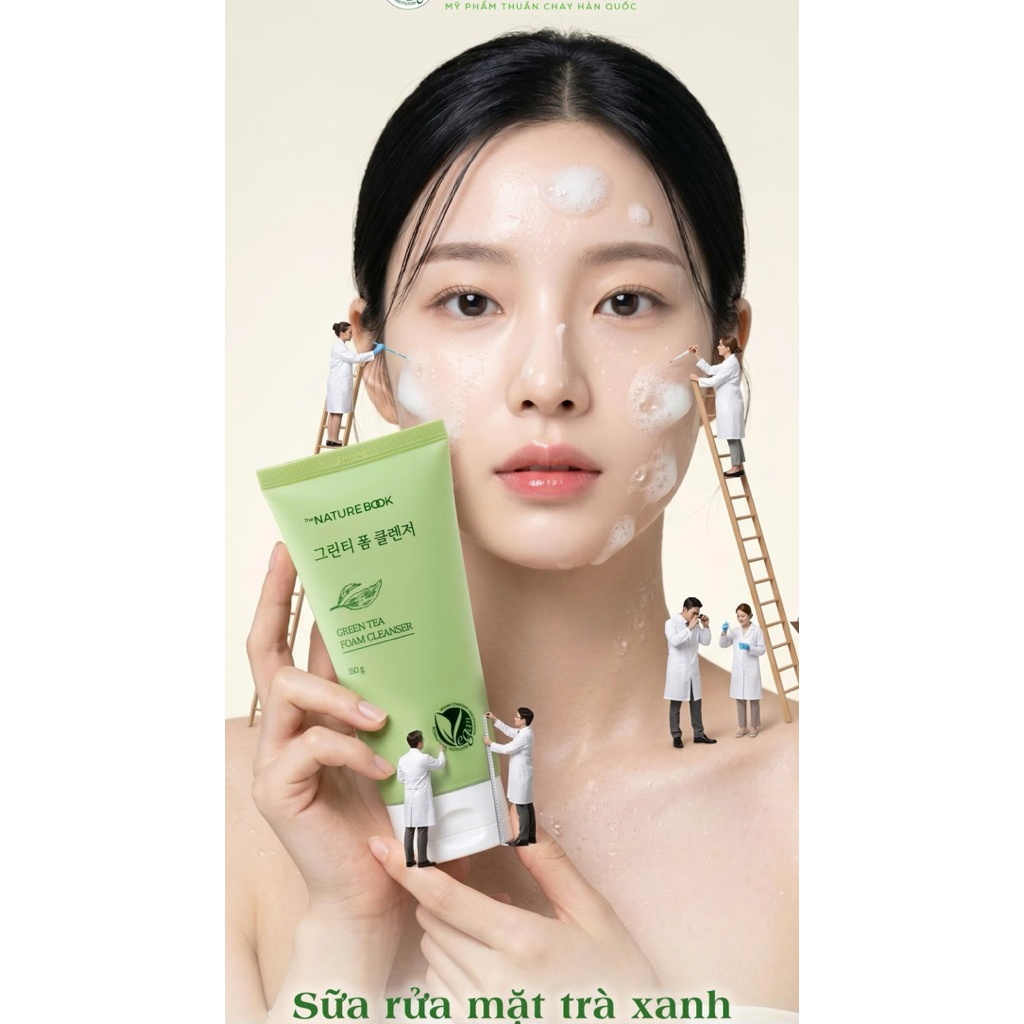 SỮA RỬA MẶT TRÀ XANH The Nature Book Green Tea Foam Cleanser giúp làm sạch da dưỡng ẩm skincare nam nữ 150ml
