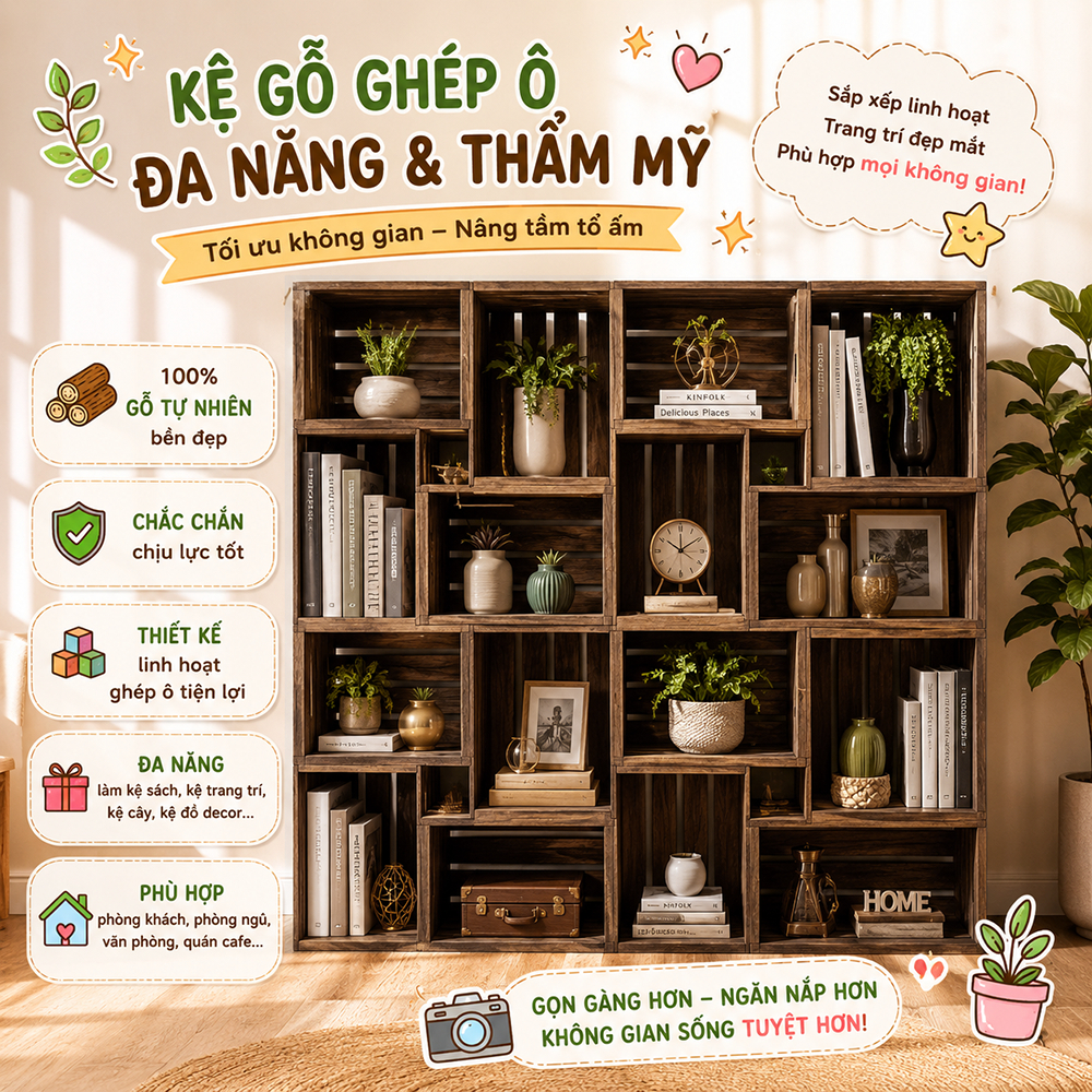 Pallet hộp gỗ màu trắng, màu nâu, màu mộc tự nhiên trang trí decor phòng, quán cafe, homestay, trang trí sự kiện