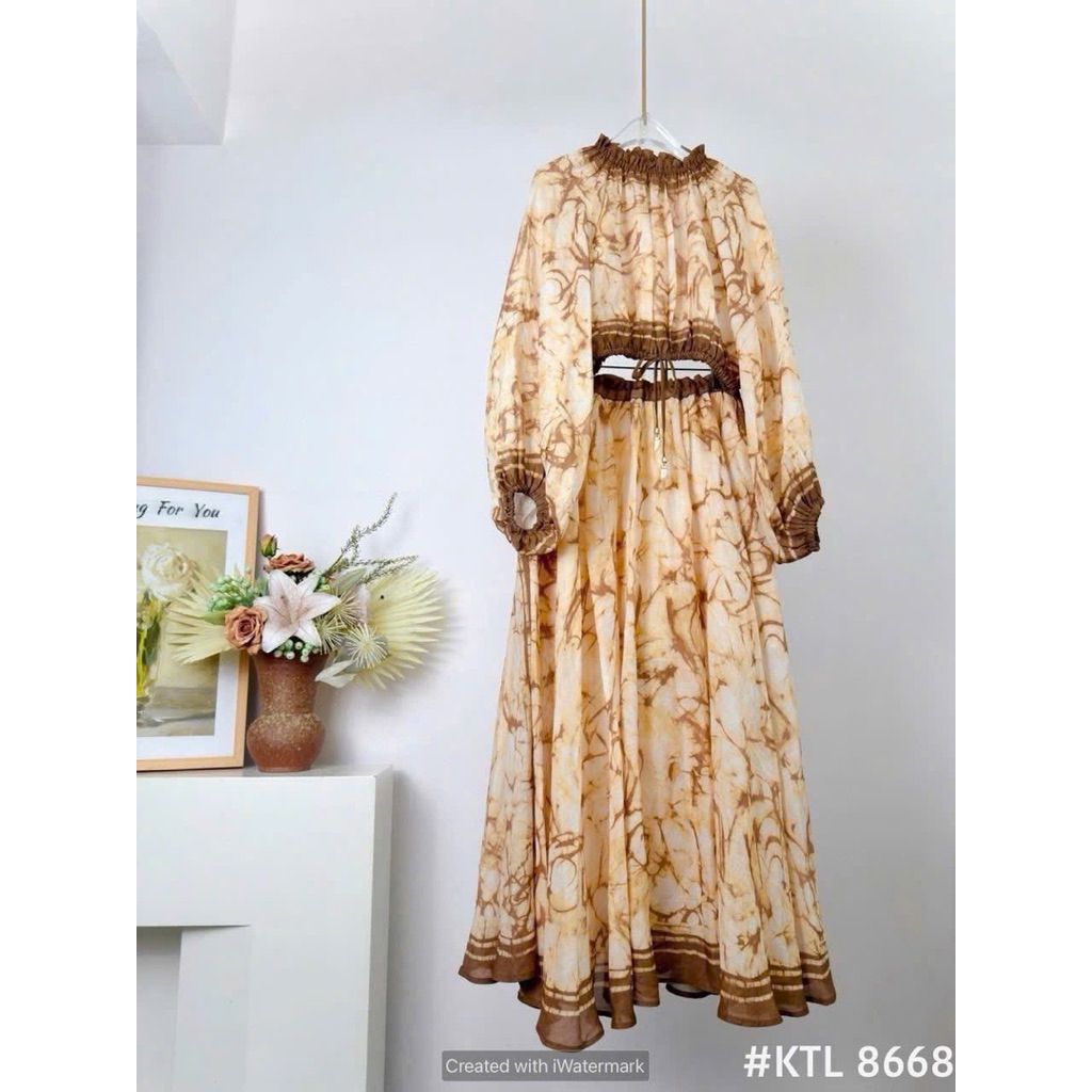 Set áo chân váy maxi hoa văn ZMM Thảo Hàn