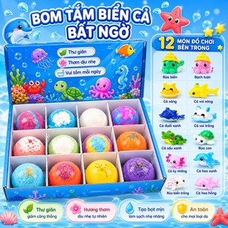 Bom tắm tạo bọt cho bé kèm đồ chơi bí mật mô hình động vật viên sủi thơm thư giãn khi tắm