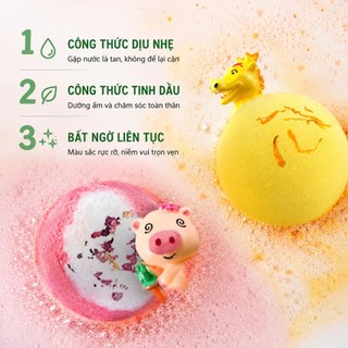 Bom tắm tạo bọt cho bé kèm đồ chơi bí mật mô hình động vật viên sủi thơm thư giãn khi tắm