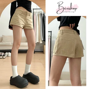 Quần Short Jean Nữ Be Trơn Cạp Trễ Dáng Ngắn Quần Jean Short Nữ Form Ngắn Năng Động Cá Tính BIGSIZE