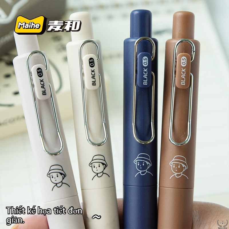 Bút Gel Mini TacoTaco Phong Cách Hàn Quốc – Bút Bi Bấm Bỏ Túi Thân Mập, Mực Đen Ngòi 0.5mm Viết Êm