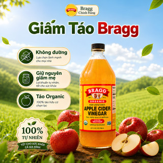 Giấm Táo Hữu Cơ Bragg 946ml Chứa Con Giấm Mẹ Nhập Khẩu Từ Mỹ