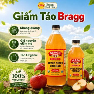 Combo Giấm Táo Hữu Cơ Bragg 473ml + 946ml