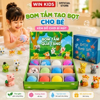 Bom tắm tạo bọt cho bé kèm đồ chơi bí mật mô hình động vật viên sủi thơm thư giãn khi tắm