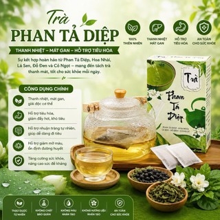 TRÀ PHAN TẢ DIỆP, HỖ TRỢ TÁO BÓN ,NHUẬN TRÀNG , ĐẦY HƠI CHƯỚNG BỤNG KHÓ TIÊU ,hộp 25 túi lọc
