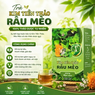 Trà Kim Tiền Thảo Râu Mèo Mộc Tâm Chuẩn ISO - Hộp 30 Túi Lọc Hỗ Trợ Thận Yếu, Sỏi Thận, Lợi Tiểu