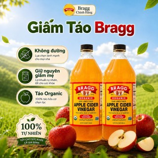 Combo 2 Giấm Táo Hữu Cơ Bragg 473ml – Lên Men Tự Nhiên, Chưa Lọc