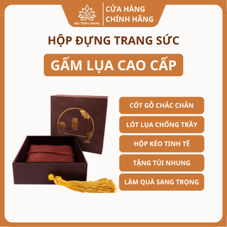 Hộp Đựng Vòng Tay Trang Sức Gấm Lụa Cao Cấp Kèm Túi Nhung 11x11x5cm - Mộc Trầm Hương MTH