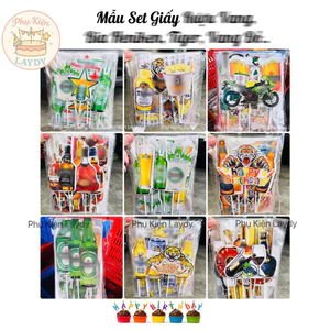 Bịch 10 set cắm bánh hình b.i.a H en i.ken, b.i.a tir ger, r.ư, ợu v ang - trang trí bánh kem