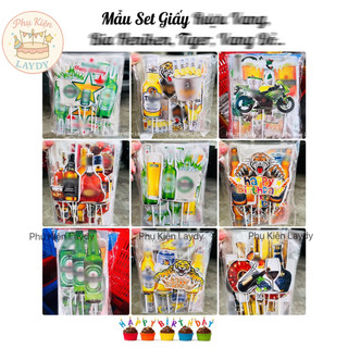 Bịch 10 set cắm bánh hình b.i.a H en i.ken, b.i.a tir ger, r.ư, ợu v ang  - trang trí bánh kem