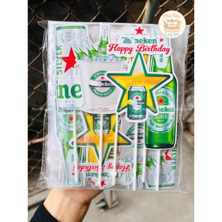 Bịch 10 set cắm bánh hình b.i.a H en i.ken, b.i.a tir ger, r.ư, ợu v ang  - trang trí bánh kem