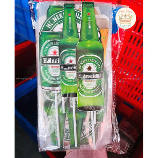 Bịch 10 set cắm bánh hình b.i.a H en i.ken, b.i.a tir ger, r.ư, ợu v ang  - trang trí bánh kem