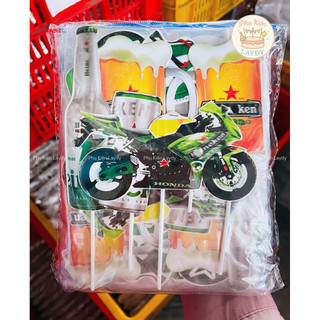 Bịch 10 set cắm bánh hình b.i.a H en i.ken, b.i.a tir ger, r.ư, ợu v ang  - trang trí bánh kem