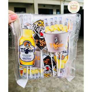 Bịch 10 set cắm bánh hình b.i.a H en i.ken, b.i.a tir ger, r.ư, ợu v ang  - trang trí bánh kem