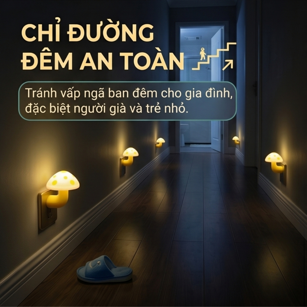 Đèn Ngủ Cảm Ứng Tự Tắt Bật Tiết Kiệm Điện Năng, Ánh Sáng Dịu Nhẹ Phù Hợp Làm Đèn Ngủ Ban Đêm