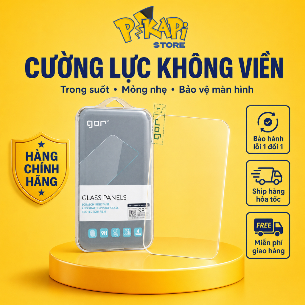 Kính cường lực dành cho iPhone không viền GOR: chống xước chống va đập, siêu trong suốt, siêu mỏng