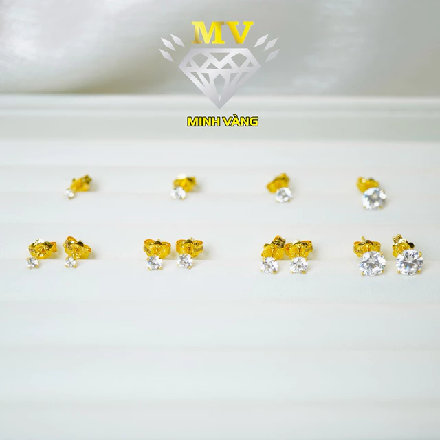 Bông Tai Nụ Hột Trắng (Size: 2.5mm-6mm) | V610 • Minh Vàng