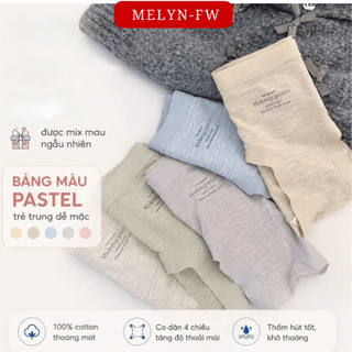 Combo 3 quần lót nữ cotton muối tiêu MELYN-FW quần lót chữ cạp màu pastel freesize (50-68kg) QL994