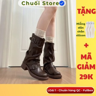 Giày boot nữ da PU tổng hợp dệt vải đế cao su cá tính dễ phối đồ thười trang trẻ trung
