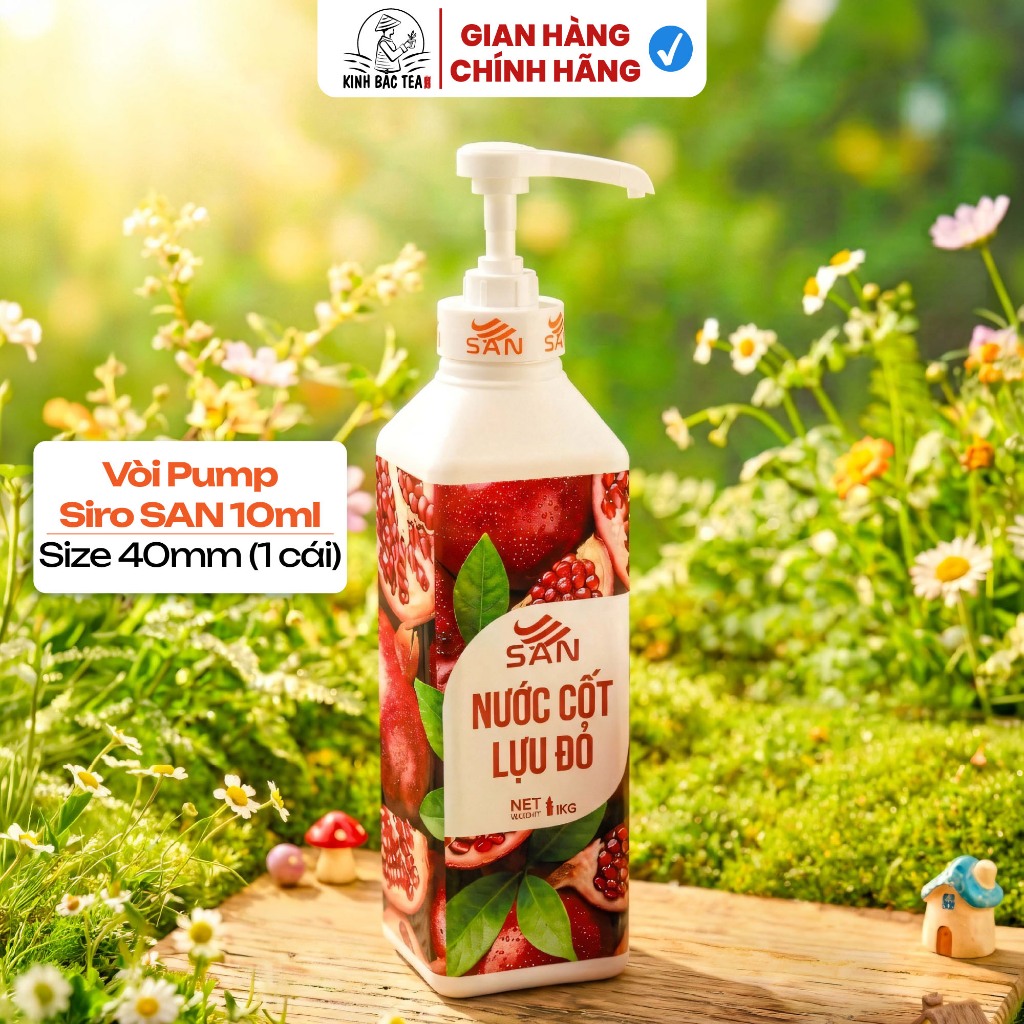 Vòi Pump Siro SAN 10ml Cho Chai 1Kg / 2.5Kg – Pump Nhựa Cao Cấp, Định Lượng Chuẩn, Size 40mm