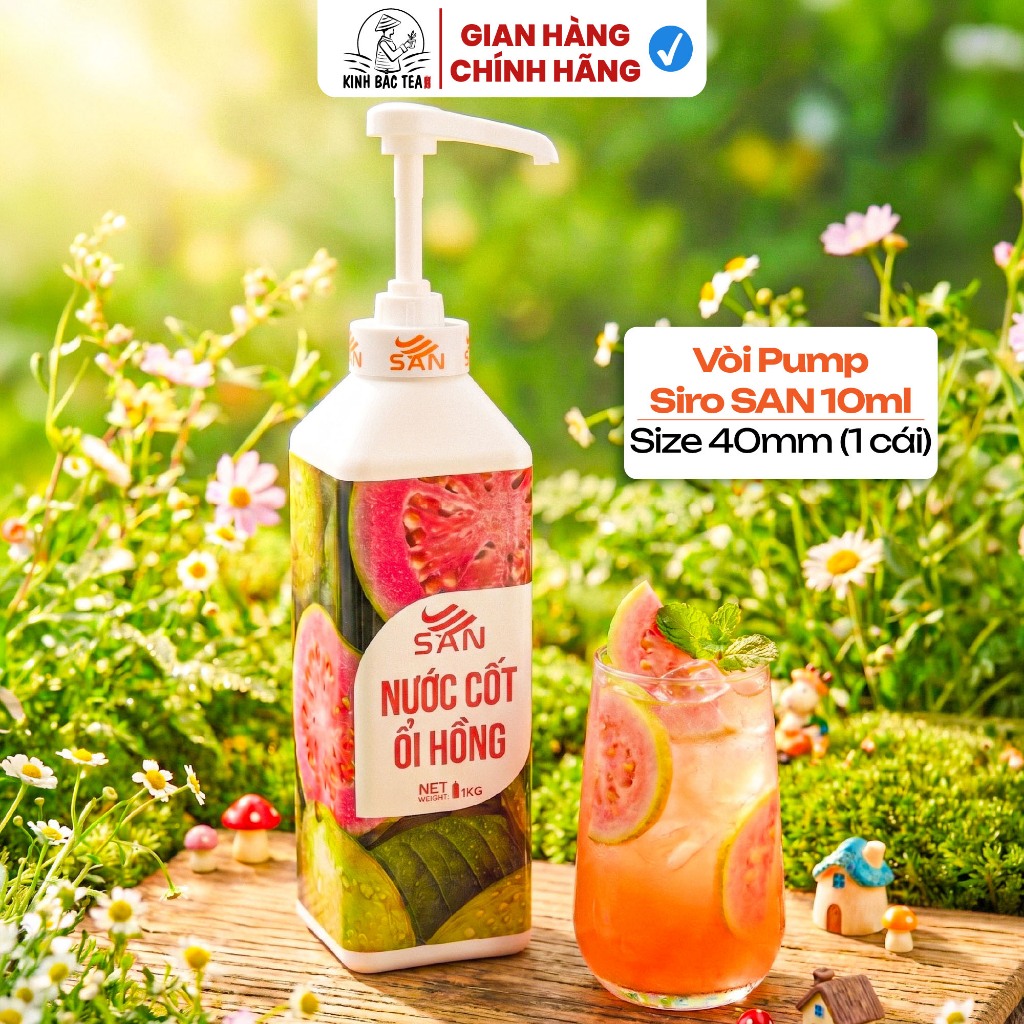 Vòi Pump Siro SAN 10ml Cho Chai 1Kg / 2.5Kg – Pump Nhựa Cao Cấp, Định Lượng Chuẩn, Size 40mm