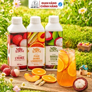 Syrup/siro trái cây SAN chai lớn 1Kg, có mẫu thử 100ml, tặng công thức pha chế, hương thơm nổi bật