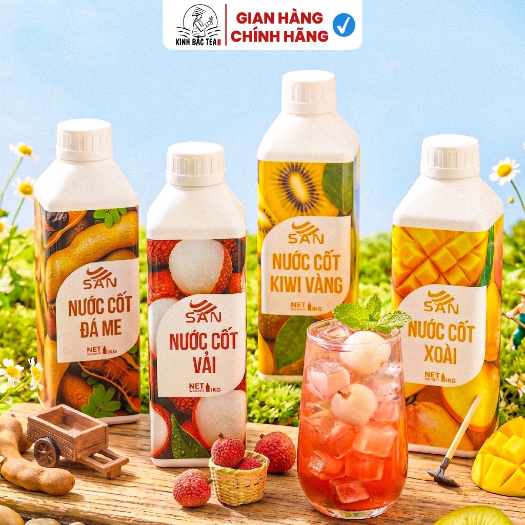 Nước cốt trái cây SAN đủ vị, có mẫu thử 100ml, tặng công thức pha chế, hương thơm, pha chế tiện dụng