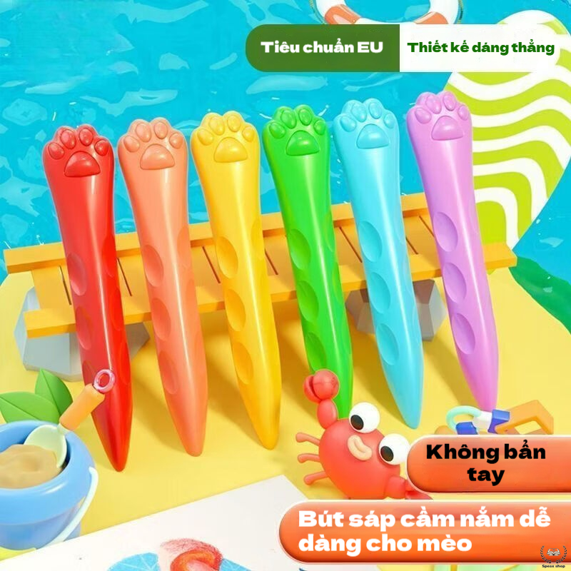 Bộ Sáp Màu Cho Bé Hình Móng Cào Mèo Dễ Thương – Chất Liệu An Toàn, Không Bết Tay, 12/24/36/48 Màu Sắc Sống Động