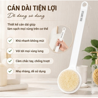 Bàn Chải Tắm Cọ Lưng Cán Dài Massage Tẩy Da Chết  – Lông Mềm Mịn, Giảm Mụn Lưng