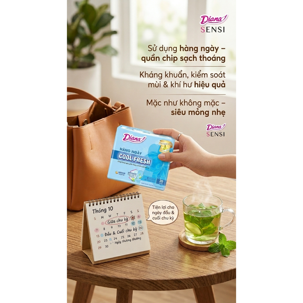 🌟 BVS HÀNG NGÀY DIANA SENSI COOL FRESH (20 MIẾNG) – KHÔ THOÁNG, MÁT LẠNH BẤT TẬN