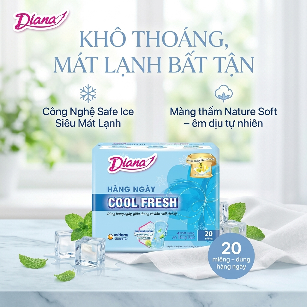 🌟 BVS HÀNG NGÀY DIANA SENSI COOL FRESH (20 MIẾNG) – KHÔ THOÁNG, MÁT LẠNH BẤT TẬN
