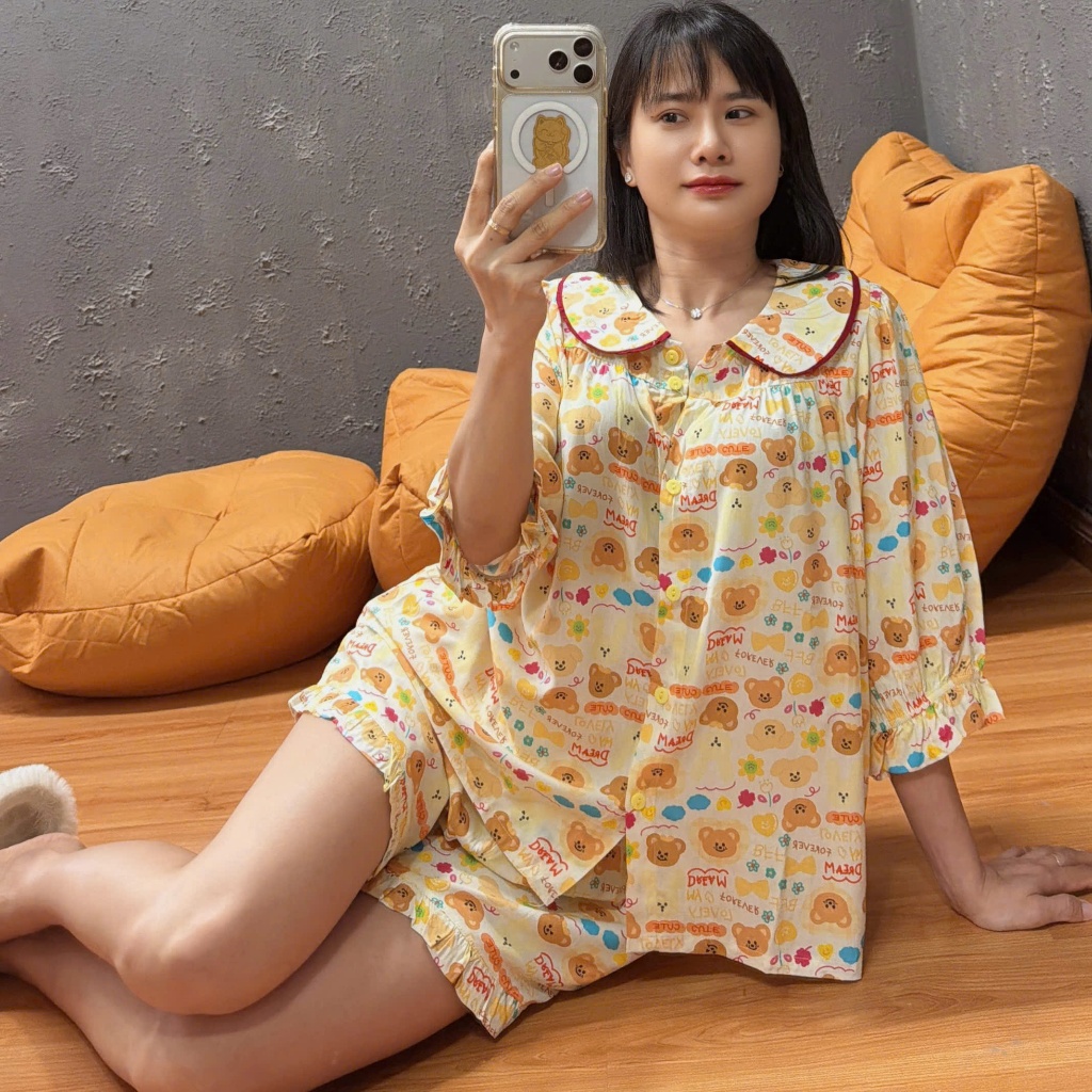 (43-90kg) Tole đùi cổ sen tay lỡ, form chuẩn may kỹ - Nocnhasleepwear