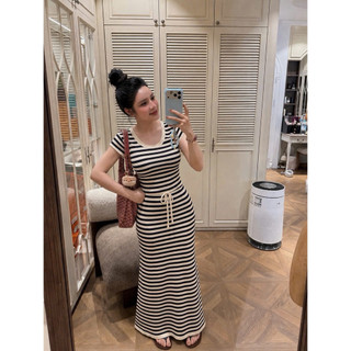 •𝙆𝙞𝙣𝙜𝙨𝙝𝙤𝙥𝙗𝙚𝙖𝙪𝙩𝙮•Set Kẻ Cổ Tròn Mix Váy Suông QC