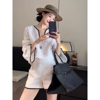 𝗟𝗲 𝗟𝗶𝗻𝗲𝗻 1-|LY LINEN| Set Linen tay dài chạy viền