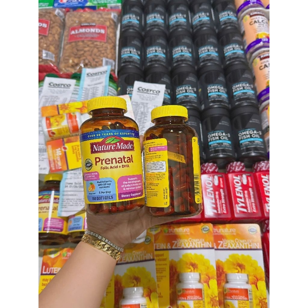 [Mẫu Mới Vị Cam+Date 2027] Vitamin Tổng Hợp+DHA Prenatal Bầu Mỹ Nature Made Prenatal Folic Acid + DHA 150 viên