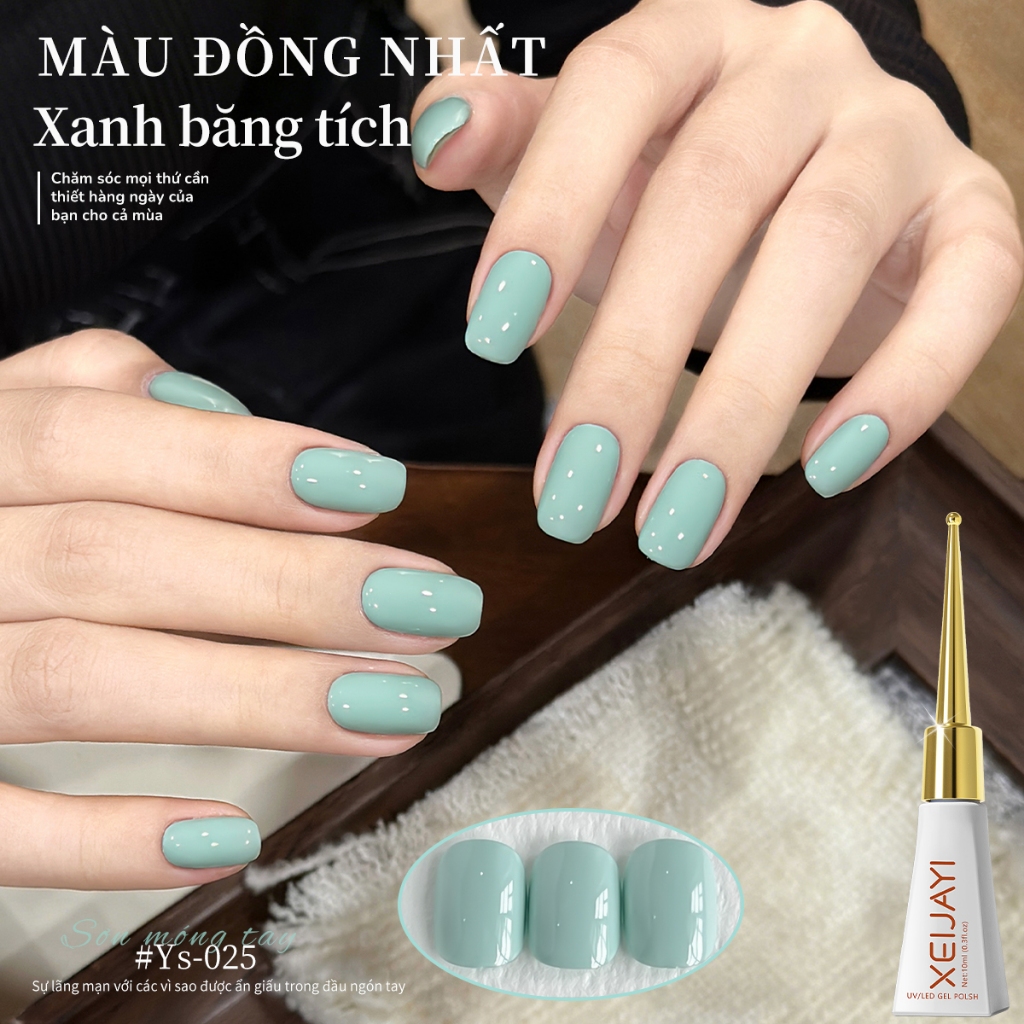 XEIJAYI 10ml - Sơn móng tay dạng gel màu xanh bạc hà mới, độ bóng lâu trôi, phù hợp cho mọi mùa.