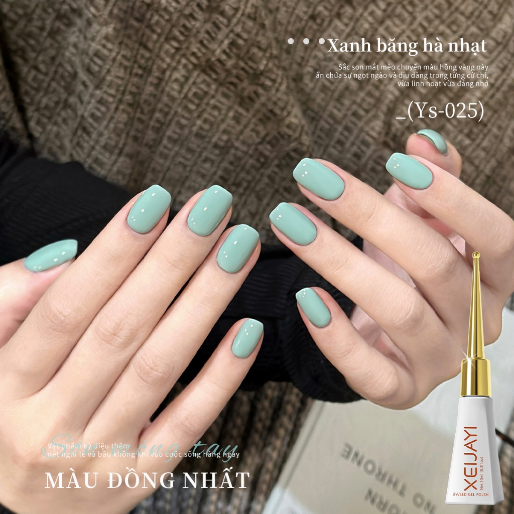 XEIJAYI 10ml - Sơn móng tay dạng gel màu xanh bạc hà mới, độ bóng lâu trôi, phù hợp cho mọi mùa.