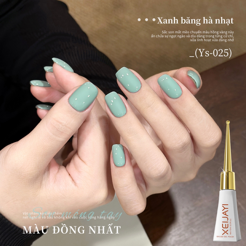 XEIJAYI 10ml - Sơn móng tay dạng gel màu xanh bạc hà mới, độ bóng lâu trôi, phù hợp cho mọi mùa.