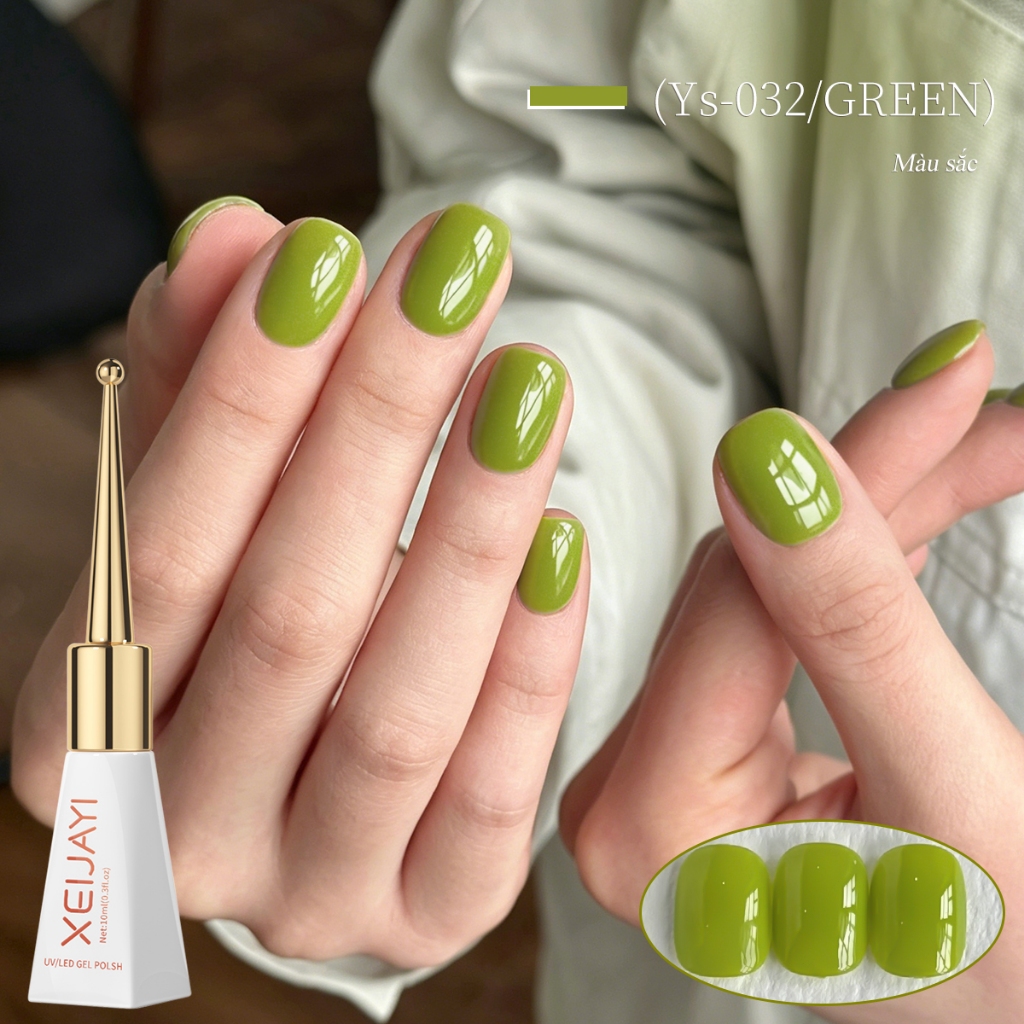 XEIJAYI 10ml - Sơn móng tay dạng gel màu xanh bơ mới, bền màu và màu sắc tươi tắn, phù hợp cho mọi mùa.