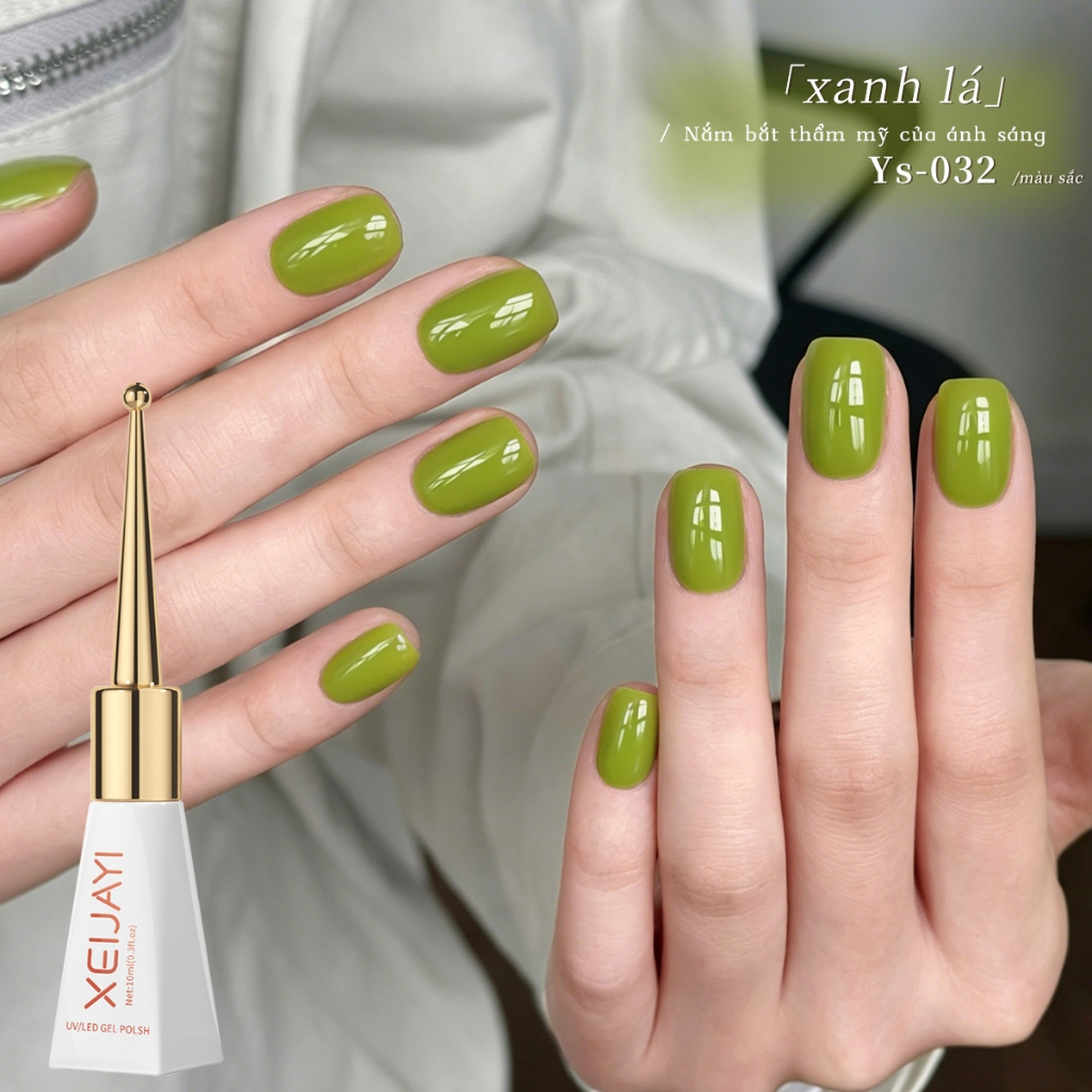 XEIJAYI 10ml - Sơn móng tay dạng gel màu xanh bơ mới, bền màu và màu sắc tươi tắn, phù hợp cho mọi mùa.
