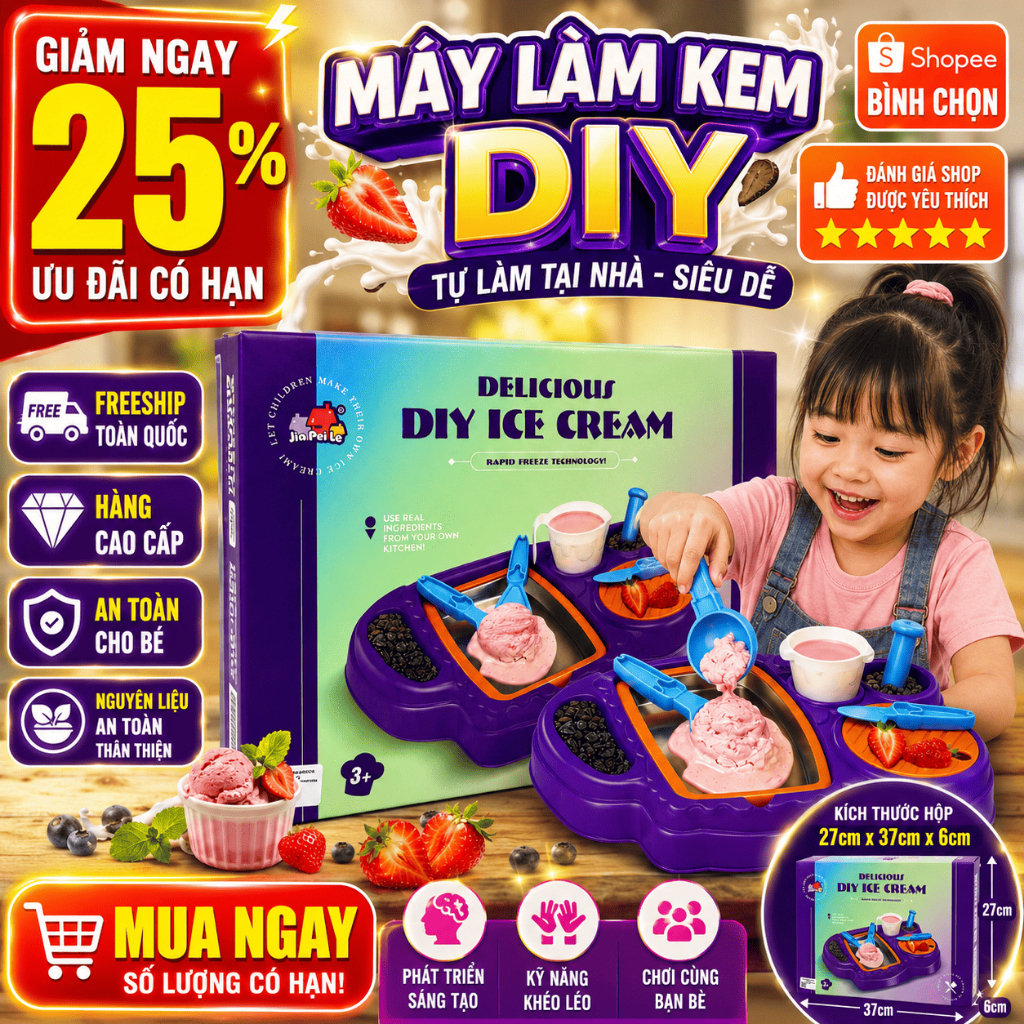 Bộ Làm Kem Cuộn DIY Cho Bé - Đồ Chơi Làm Kem Handmade Mini Đồ Chơi Nấu Ăn Sáng Tạo