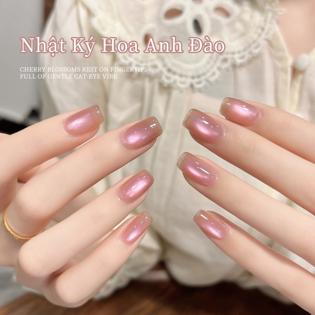 XEIJAYI 10ml -Sơn gel móng tay mắt mèo màu hồng hoa anh đào siêu bóng, độ bóng lâu trôi, hoàn hảo cho việc tự làm.