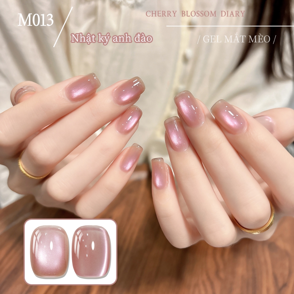 XEIJAYI 10ml -Sơn gel móng tay mắt mèo màu hồng hoa anh đào siêu bóng, độ bóng lâu trôi, hoàn hảo cho việc tự làm.